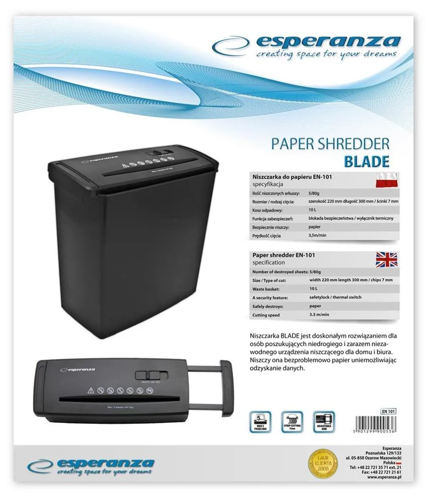 Esperanza Paper Shredder Blade
