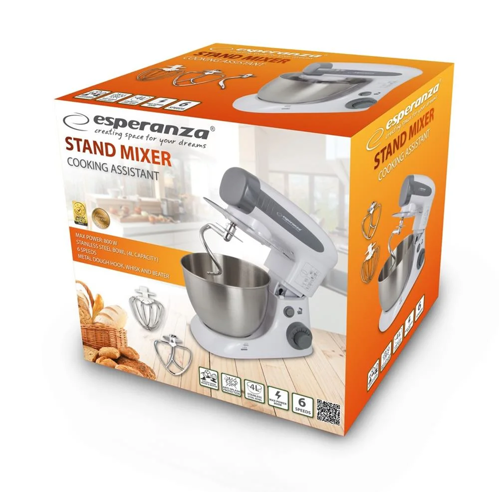 Robot de Cozinha Esperanza Ekm024 Branco Cinzento 800 W 4 L 