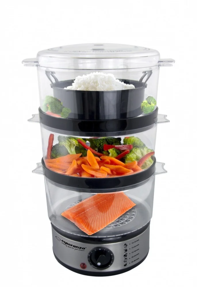 Cozedor a Vapor 3 Recipientes 400w Inox Esperanza