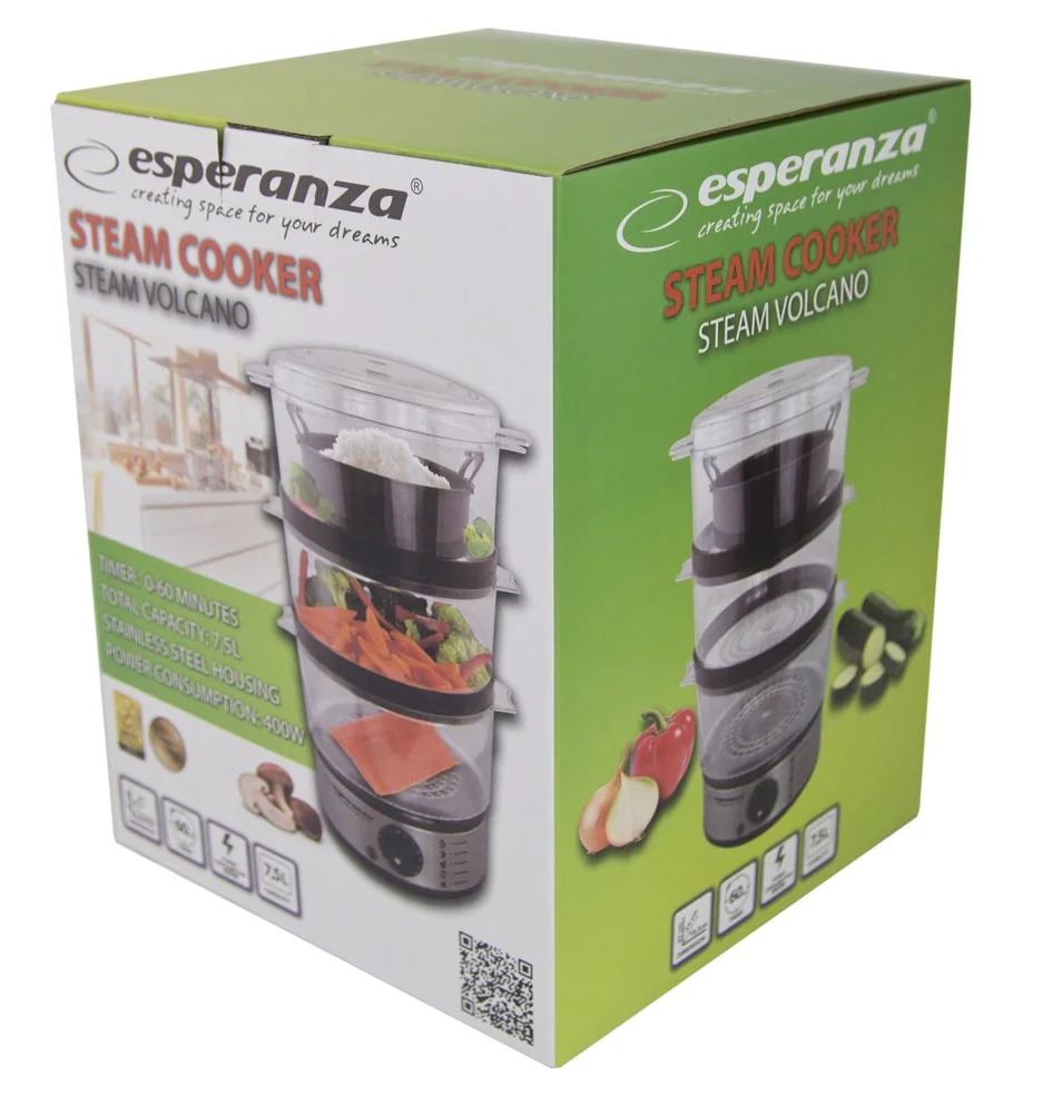Cozedor a Vapor 3 Recipientes 400w Inox Esperanza