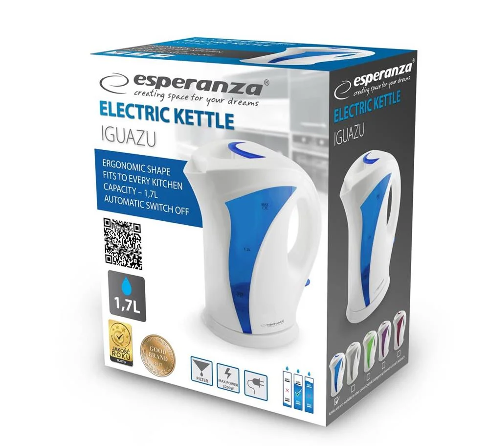 Esperanza Ekk018b Electric Kettle 1.7 L  White / Blue