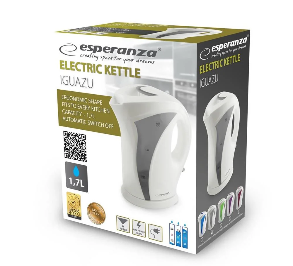 Esperanza Ekk018e Electric Kettle 1.7 L  White / Gray