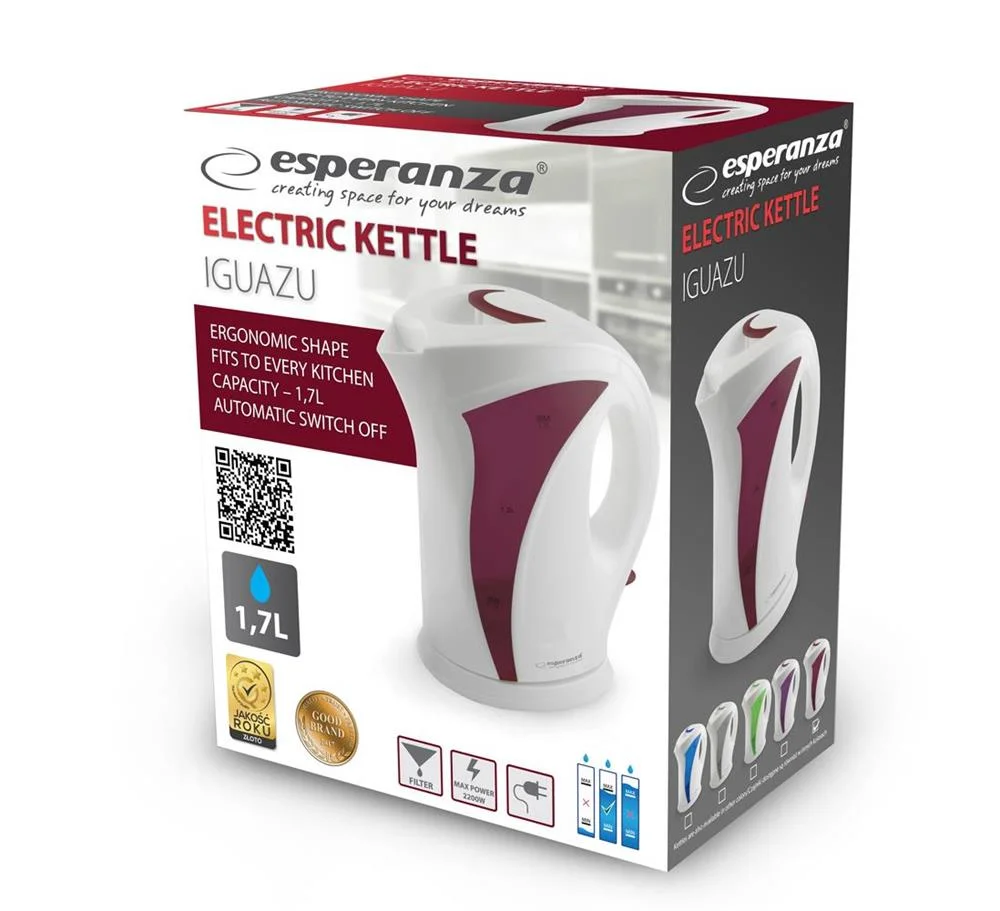 Hervidor Eléctrico Esperanza Iguazu 1.7 L Burdeos