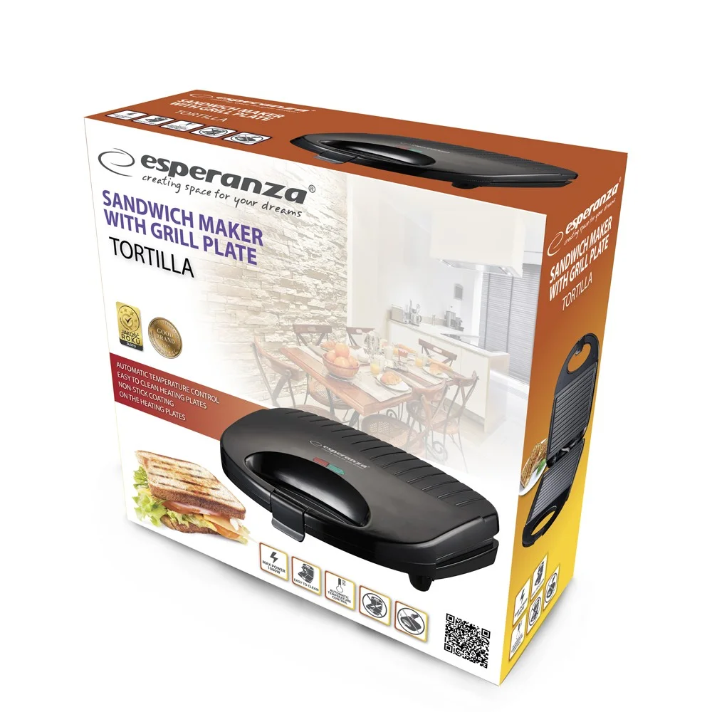 Esperanza Sandwich Maker With Grill Plate 1000w Tortilla