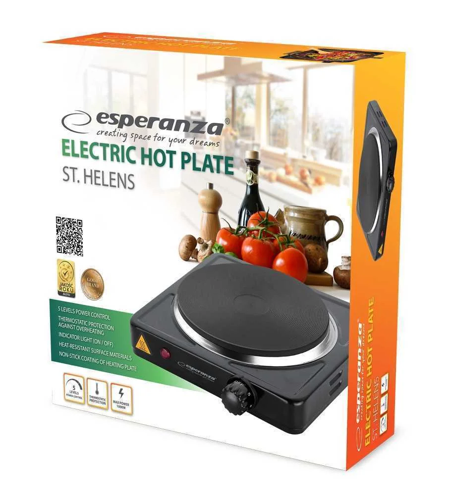 Fogão Eléctrico Preto Esperanza Ekh003