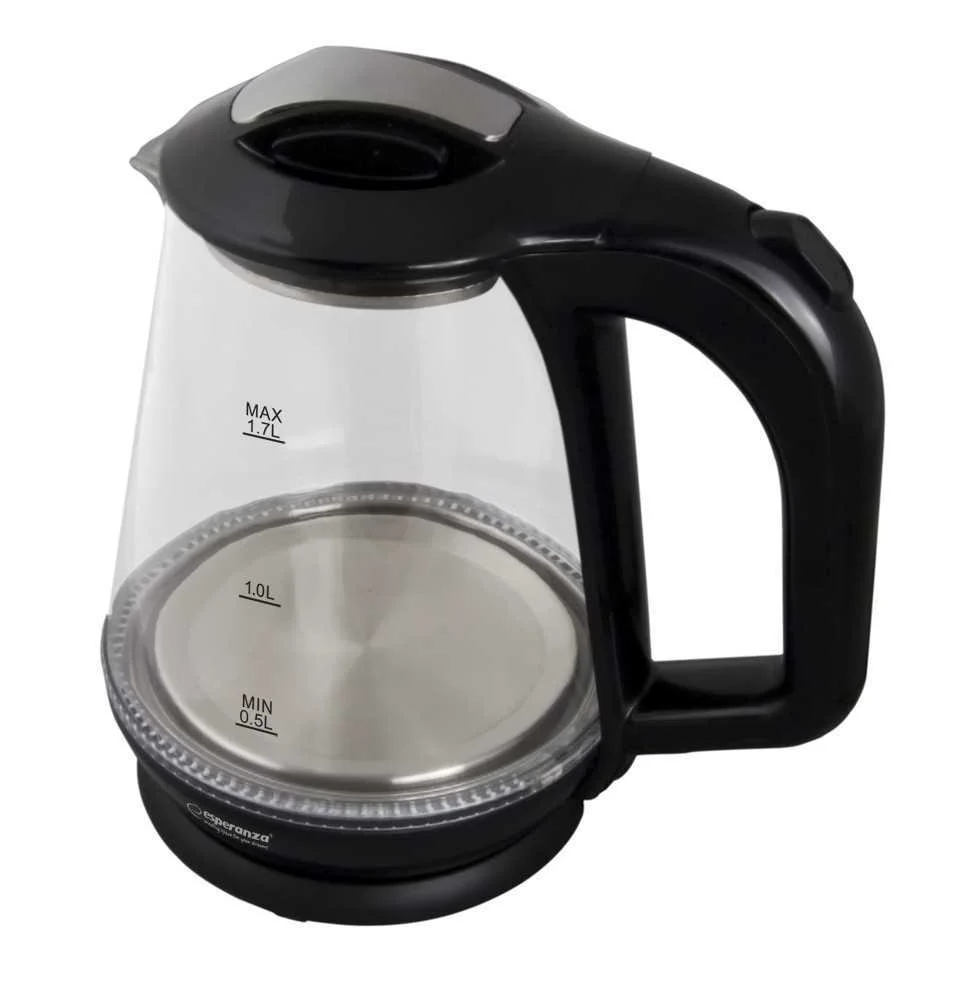 Esperanza Electric Kettle Glass With LED Light Missouri 1.7 L Black