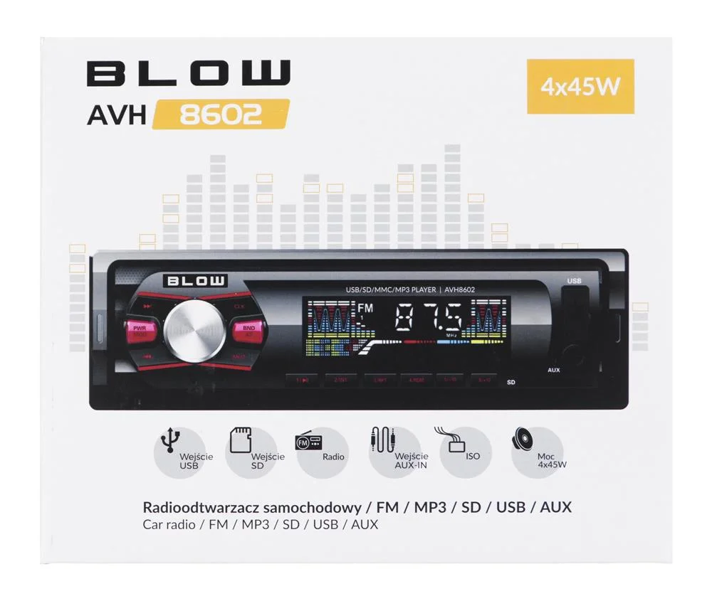 Auto-Radio 4x45w Mp3 C/ Fm/Mmc/Sd/Usb/Aux - Golpe