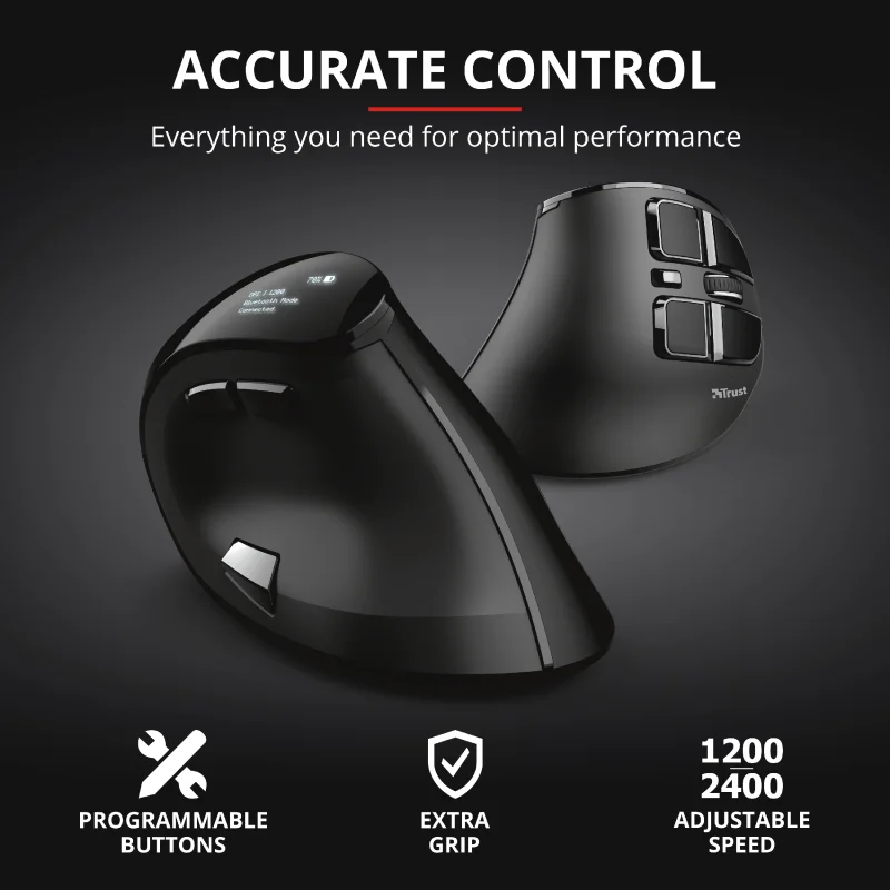 Trust Mouse Voxx Ergonomico Bateria C/ Display Bl.