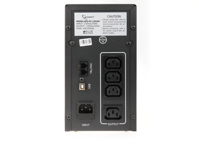 UPS Gembird UPS-PC-1202AP 1200VA IEC/USB Preto