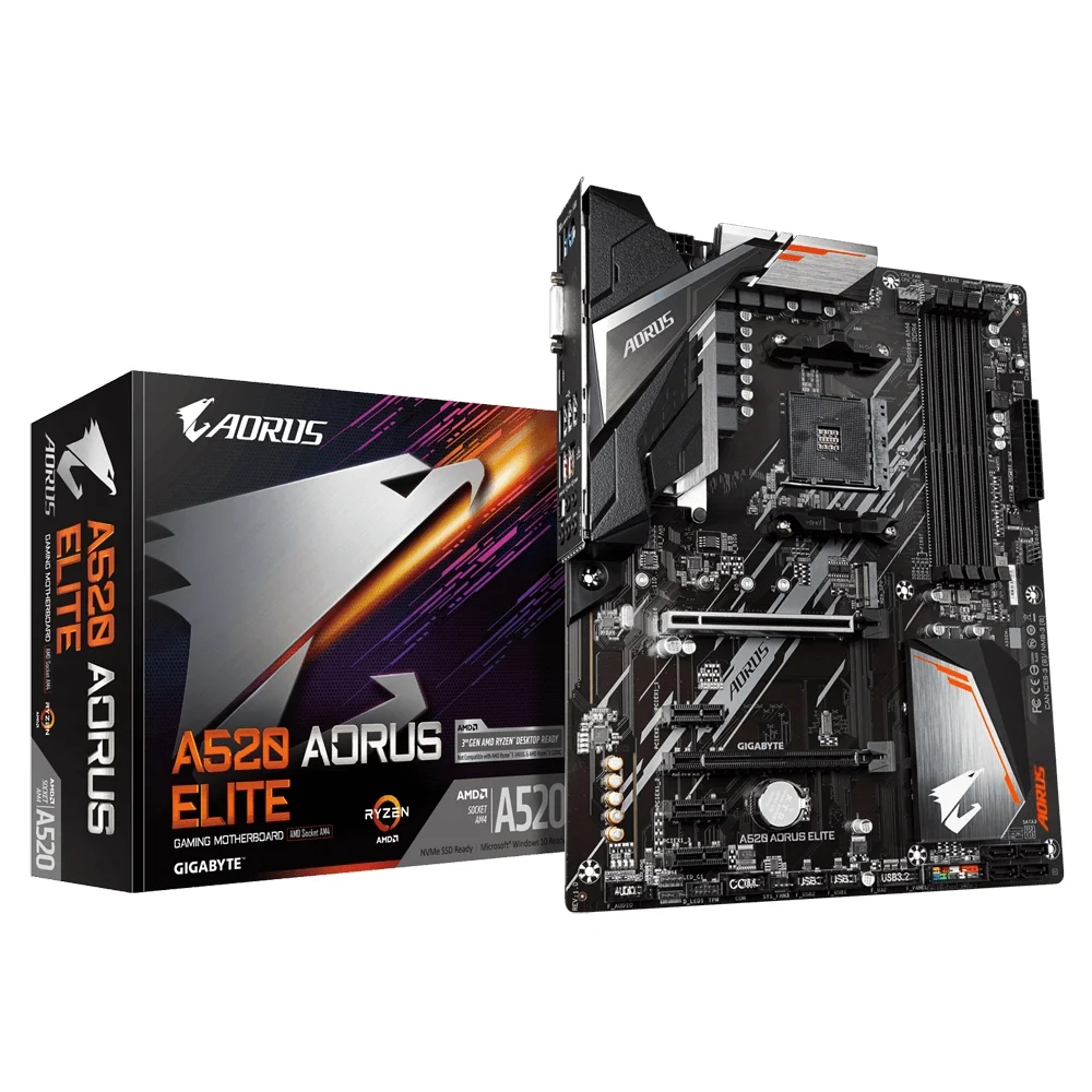 Gigabyte A520 Aorus Elite Motherboard Socket Am4 Atx Amd A520