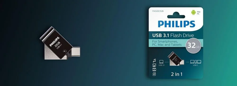 Philips 2 In 1 Otg          32gb Usb 3.1 + Usb C Midnight Black