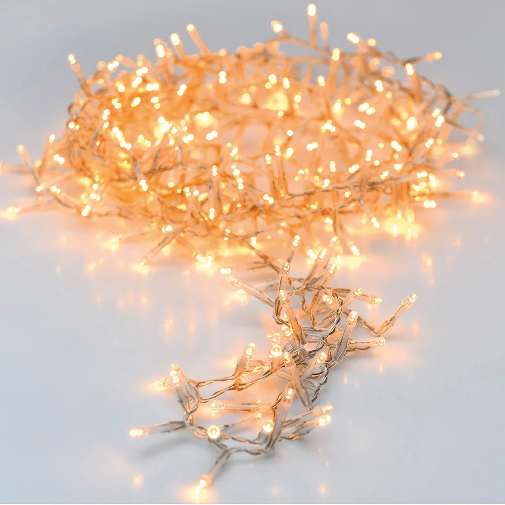 Grinalda Mini Light Branco Quente 120 Leds Fixos Cabo Transparente Ip44 12m