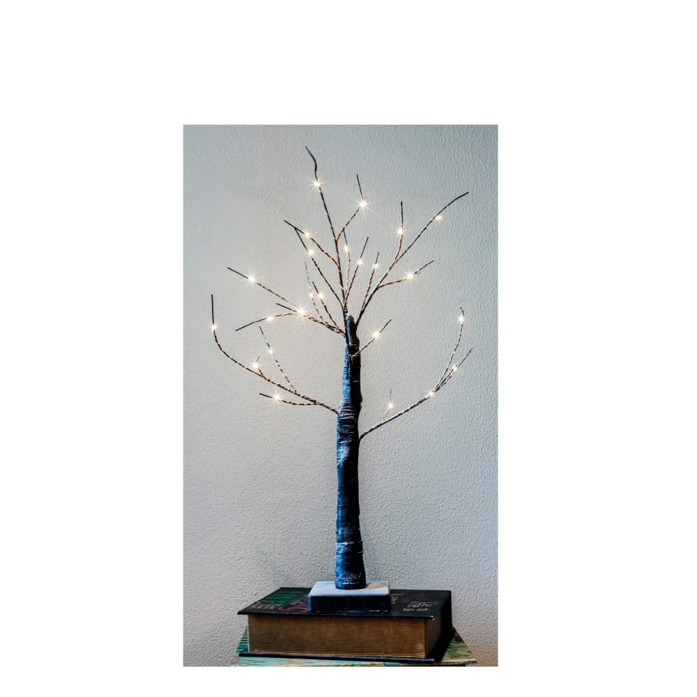 Árvore De Natal Branco Quente 24 Led A Pilhas 60cm