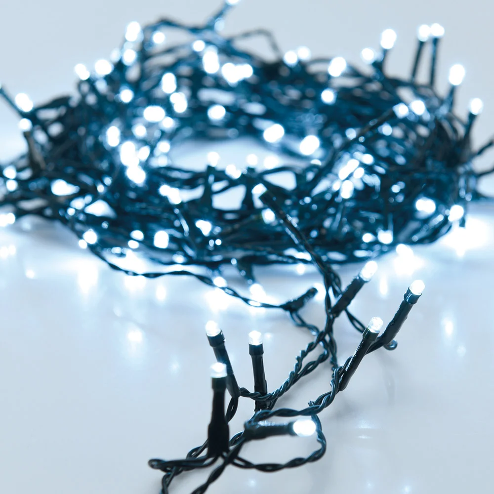 Grinalda a Pilhas Multifunções 24 Leds Branco Frio Cabo Preto 2,30m