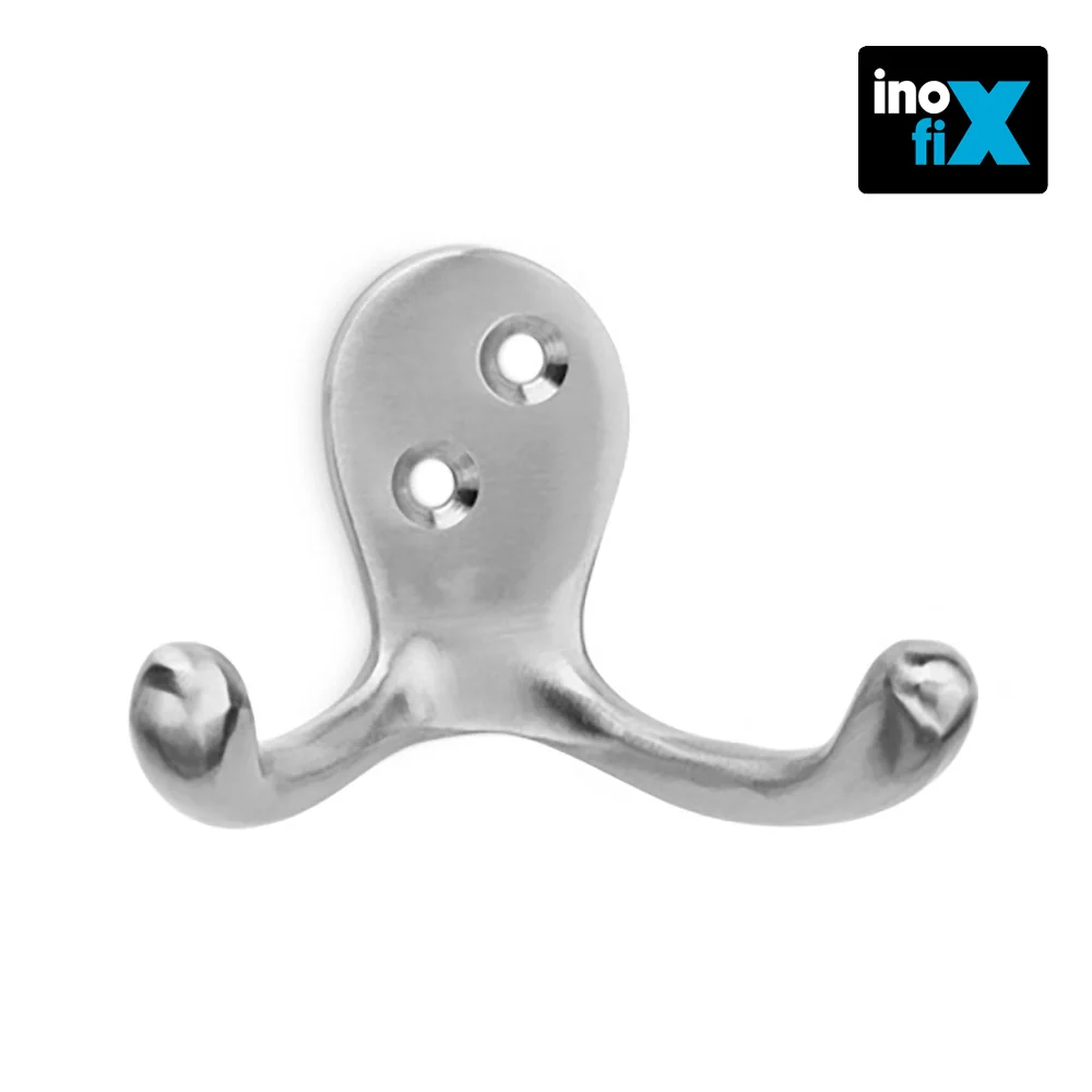 Cabide Clássico Duplo Com Parafusos Aço Inox