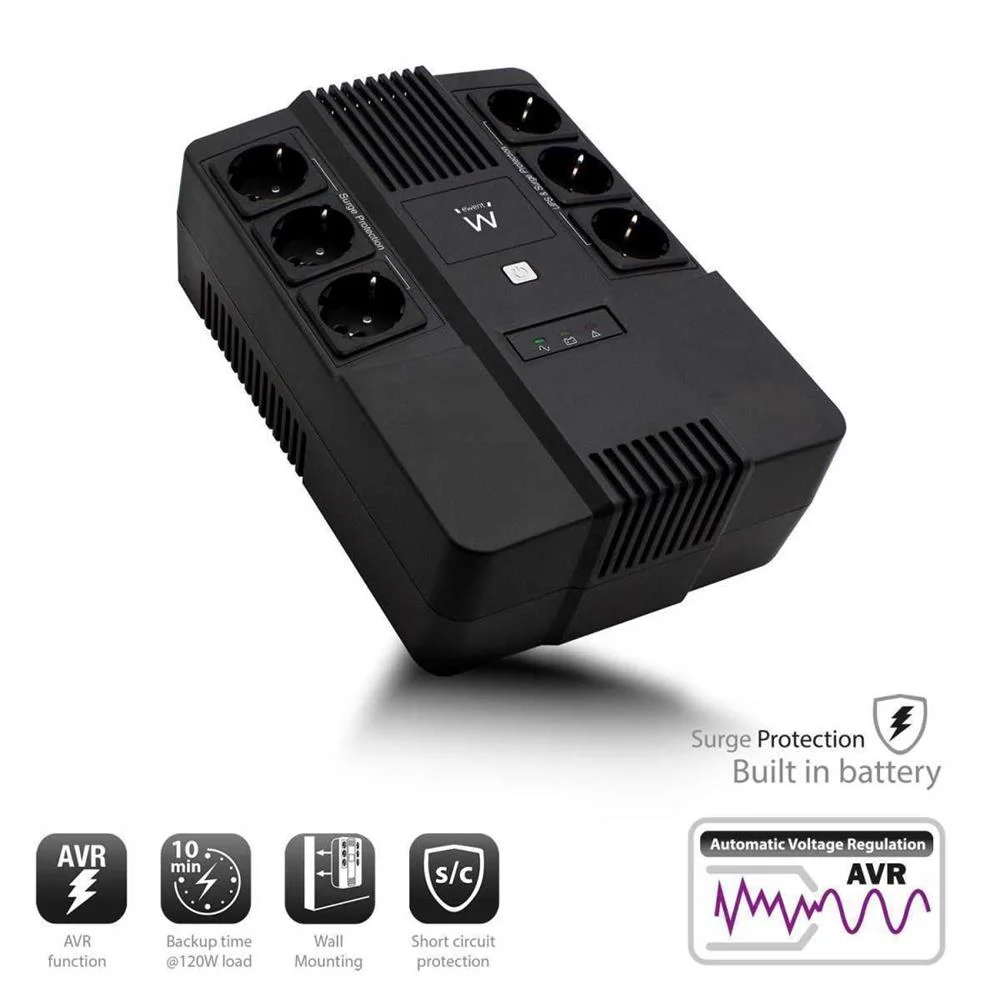 Ewent Ups 600va Line Interactive Avr 6 X Cee7/3 Port