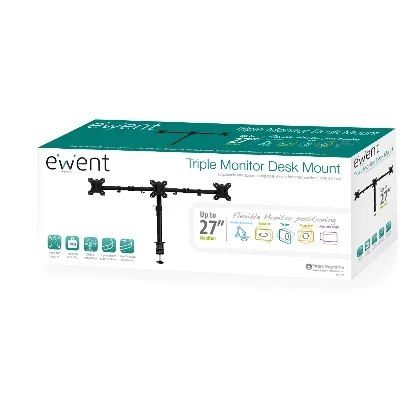 Ewent - Triple Monitor Desk Mount - Up To 27" / 7.