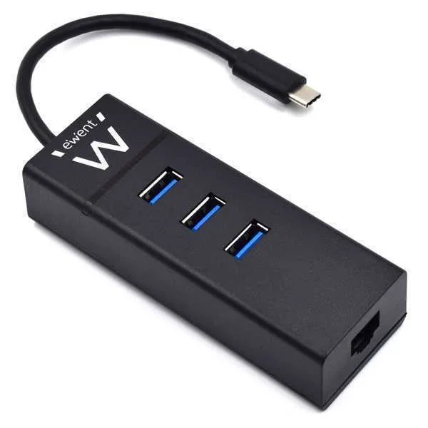 EWENT HUB USB-C 3 PORT+ 1 PORT GIGABIT LAN USB PO.