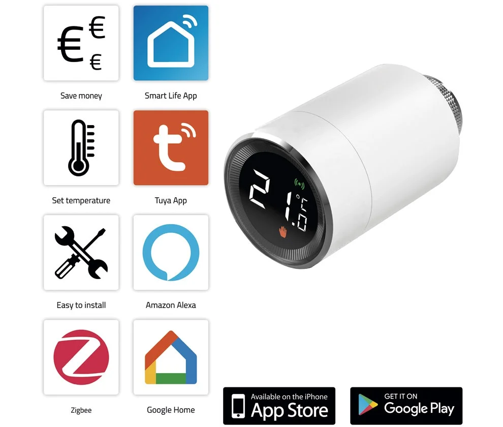 V&aacute;lvula Termost&aacute;tica Inteligente Zigbee S/ Fios