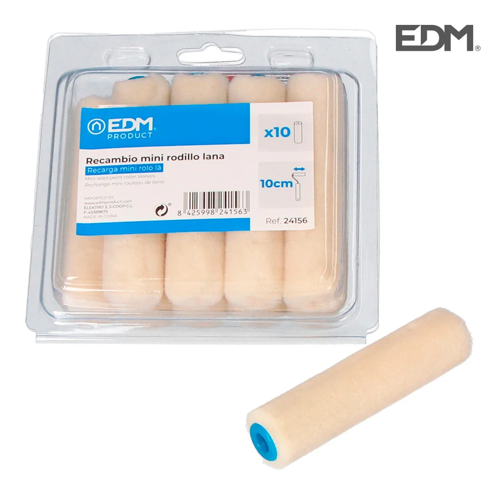 Substituição Mini Rolo Lã 110mm 10pzs Edm