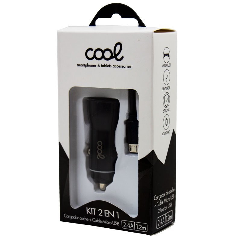 Carregador Carro Cabo MicroUsb (2 x Usb) 2.4A Kit.