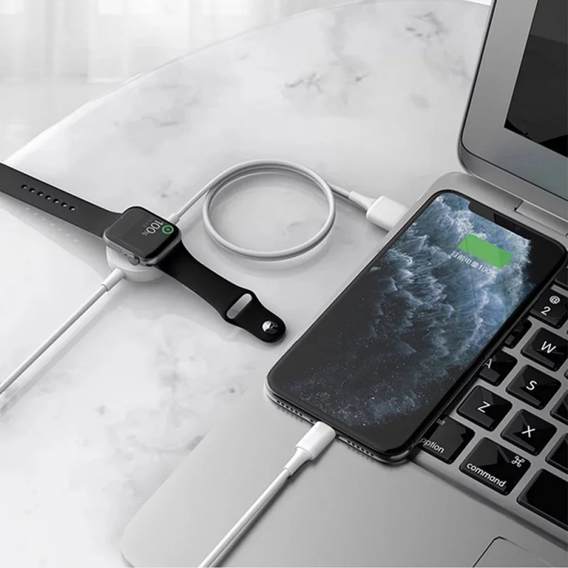 Cabo Usb Magnético Cool para Apple Watch + Cabo Lightning para Iphone/Ipad (2 em 1)