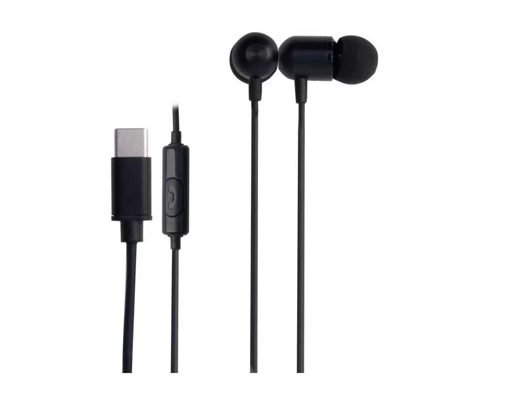 Auriculares Com Microfone E Ficha Tipo C Preto