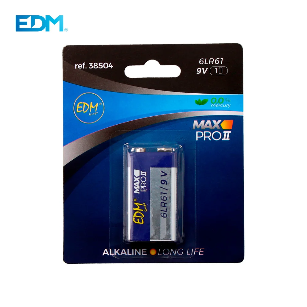 Pilha Alcalina Long Life 6lr61 9v Edm (Blister 1 .