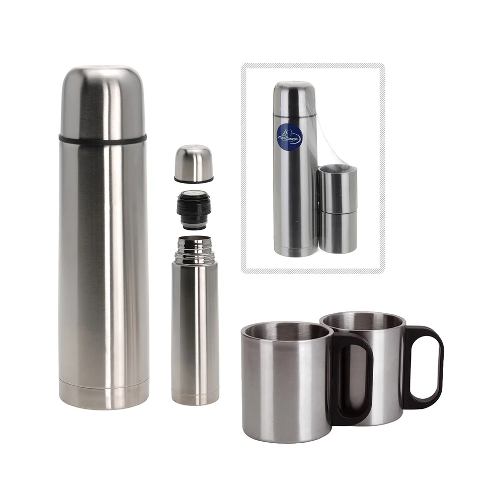 Conjunto Termo + 2 Canecas  Aço Inox  1 L  Edmc