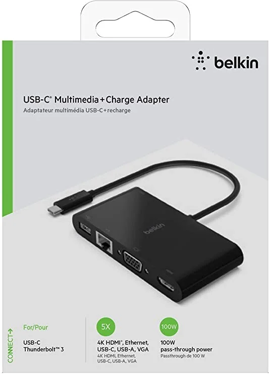 Adaptador Belkin Tipo C a (Gbe, Hdmi, Vga, Usb/ A)