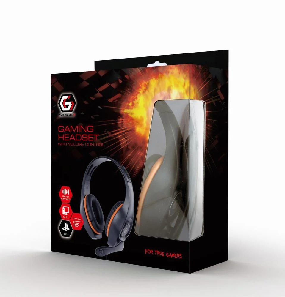 Auscultadores Gaming C/ Microfone Preto/Laranja