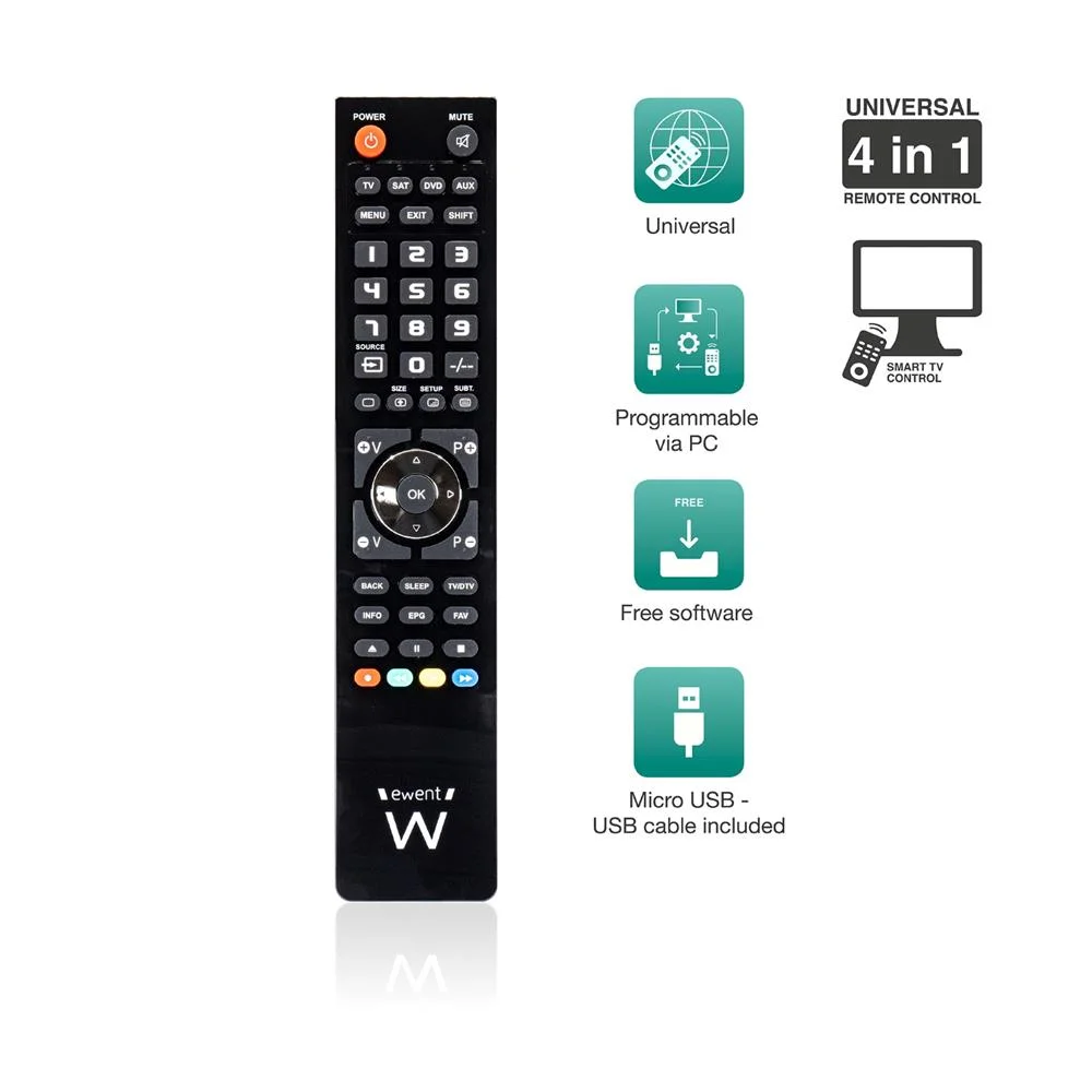 Controlo remoto universal Ewent EW1570 Preto