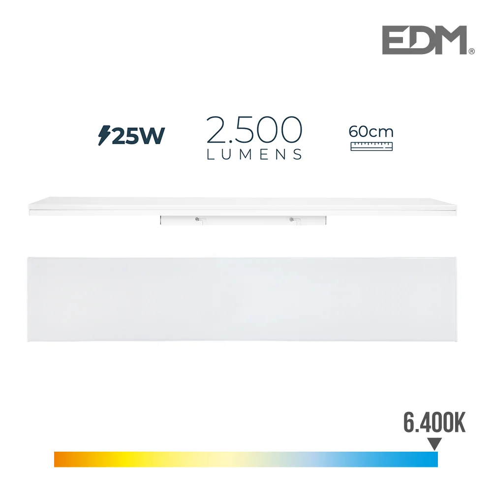 Armadura LED 25w 60cm 6400k Luz Fria 2500lm Edm