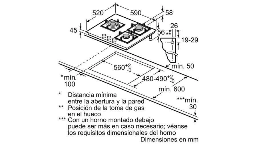 Placa Gas Balay 3etg-663hn Cri.60c