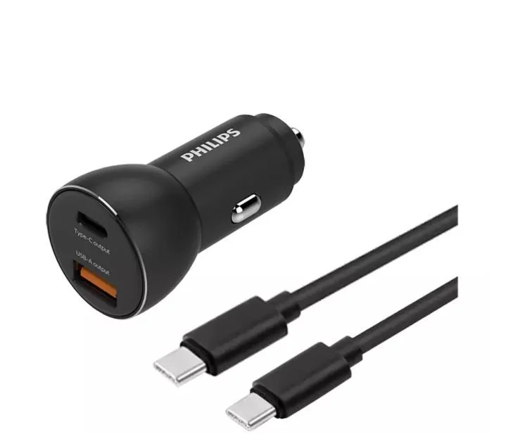 Carregador Isqueiro Duplo P/ Carro 36w Preto - Philips