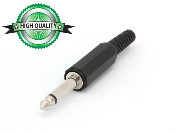 6.35mm Male Jack Connector - Plastic Black Mono