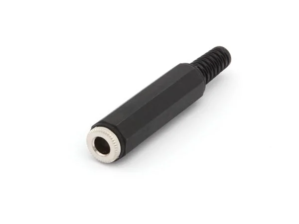 6.35mm Plastic Boot Nickel Female Jack Connector - Mono - Black