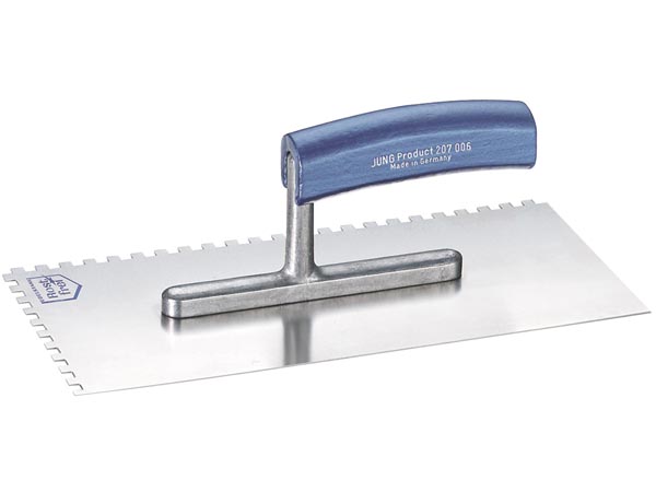 Jung - Plastering Trowel - Curved Handle - Notched 6 X 6 Mm