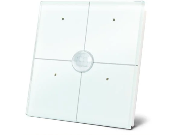 Glass Control Module With 4 Touch Keys And Built-In Motion And Twilight Sensor, White