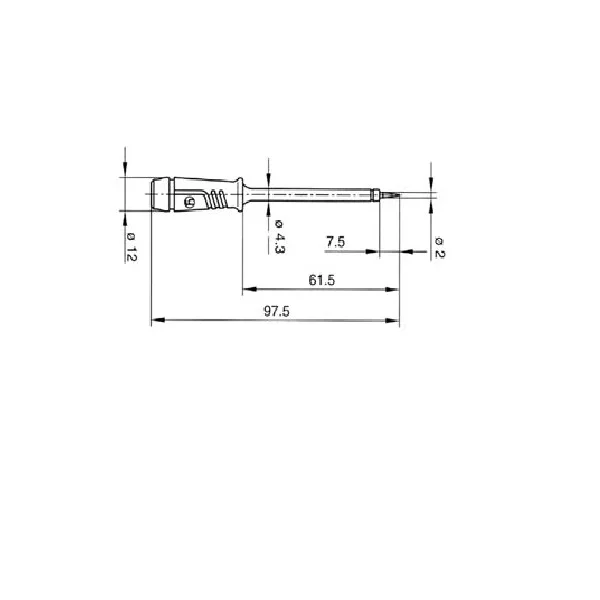 Insulated Test Probe 4mm With Slender Stainless Steel Tip / Black (Prüf 2)