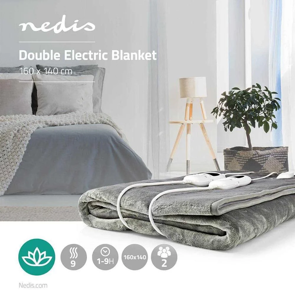 Cobertor Eléctrico Cinza (160 X 140 Cm) - Nedis