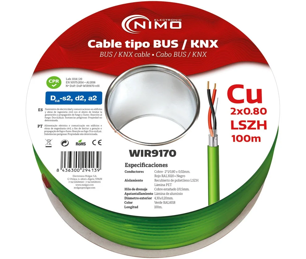 Cabo Tipo Bus/knx Blindado Lshz, Cobre 2 Fios
