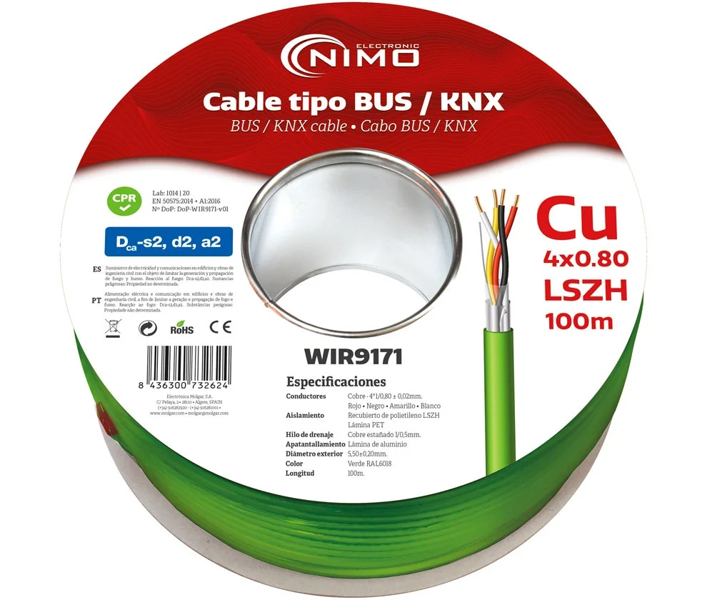 Bobine Cabo Blindado em Cobre 4x0,8mm&sup2; 100m - Nimo