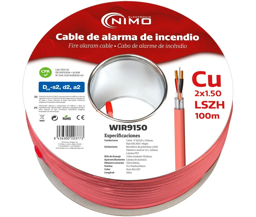 Bobine Cabo Alarme de Incêndio em Cobre 2x 1.5mm²