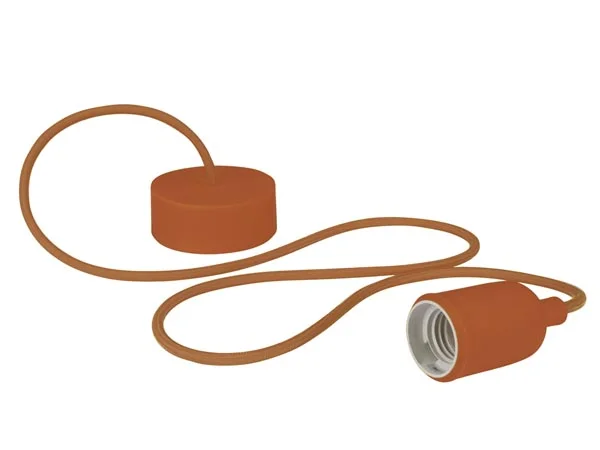 Suporte para L&acirc;mpada com Fio em Tecido - Castanho