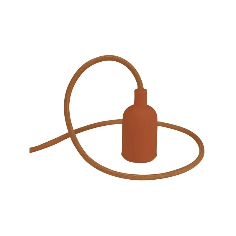 Suporte para L&acirc;mpada com Fio em Tecido - Castanho