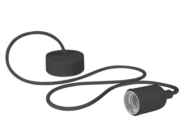 Suporte para L&acirc;mpada com Fio em Tecido - Preto