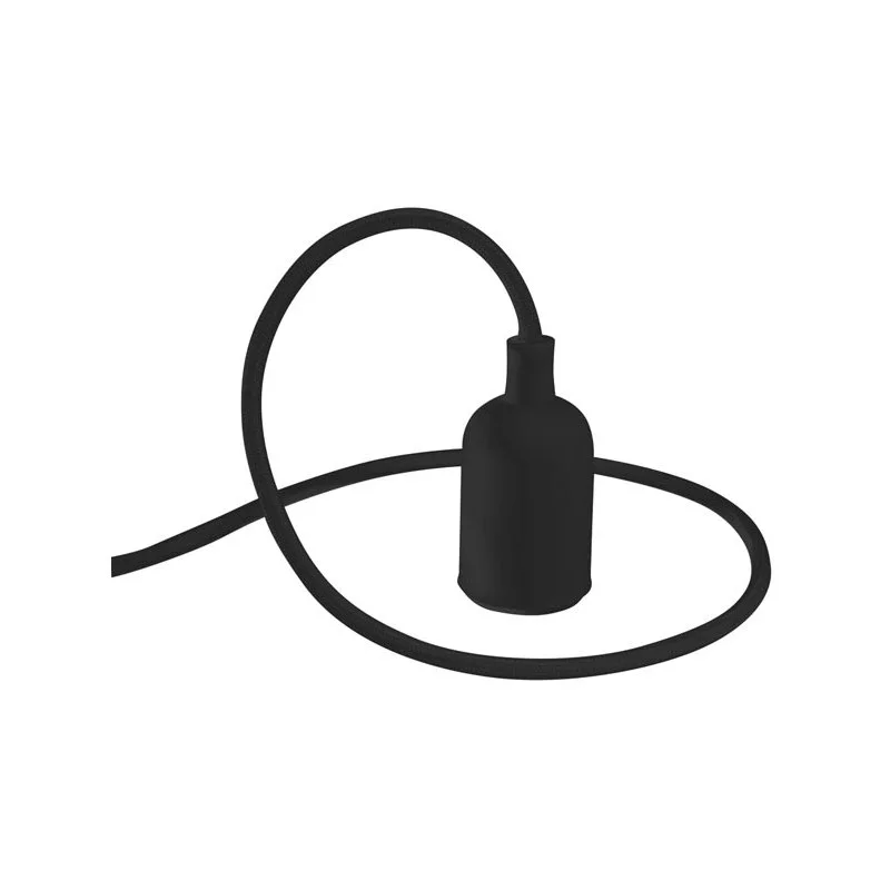 Suporte para L&acirc;mpada com Fio em Tecido - Preto