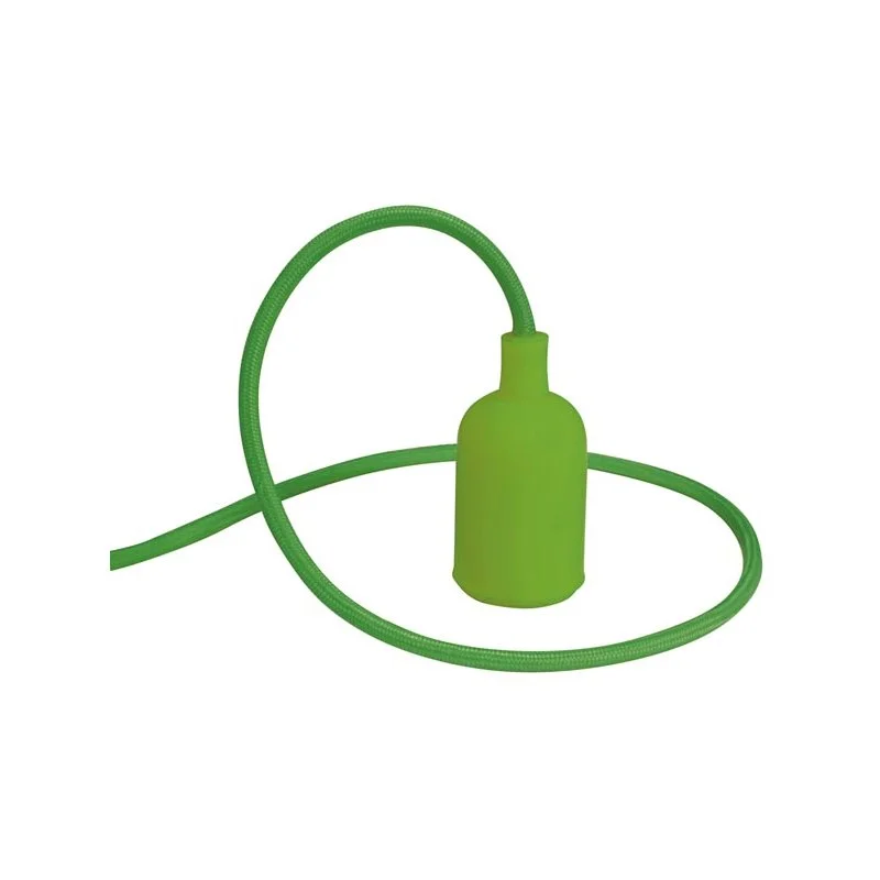 Suporte para L&acirc;mpada com Fio em Tecido - Verde
