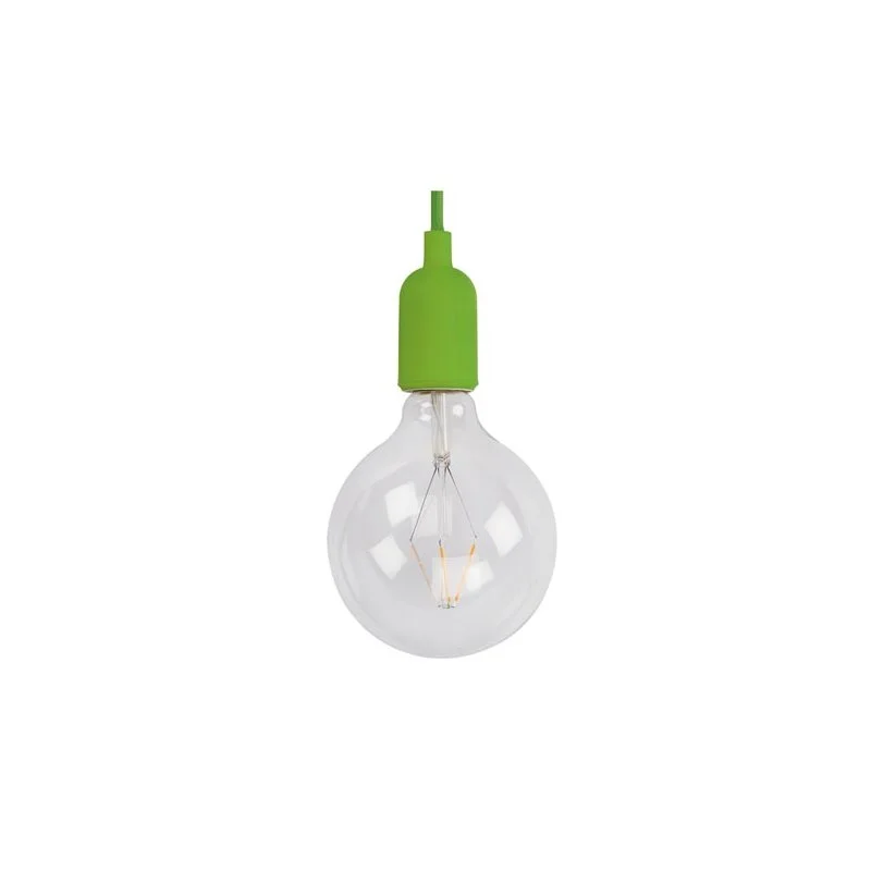 Suporte para L&acirc;mpada com Fio em Tecido - Verde